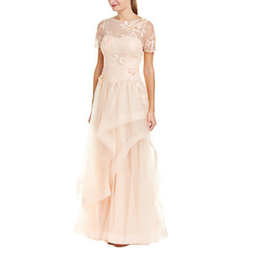 Gorgeous peachy pink Teri Jon gown